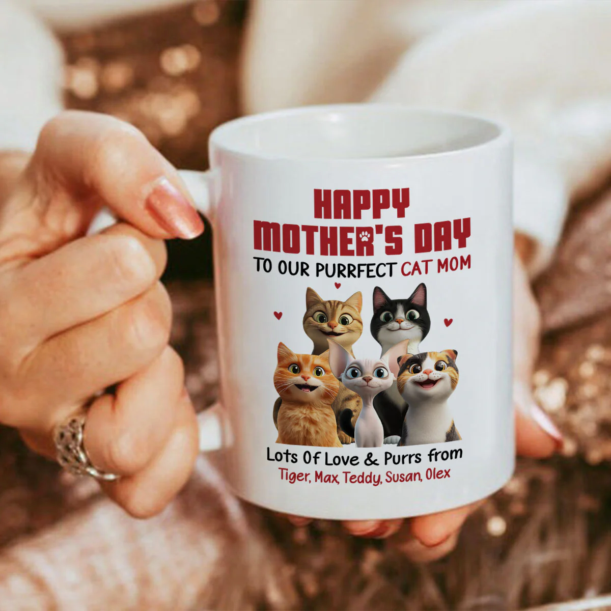 To Our Perfect Cat Mom Adorable Cartoon Cats Personalized Mug, Unique Gifts For Cat Moms - Image 5