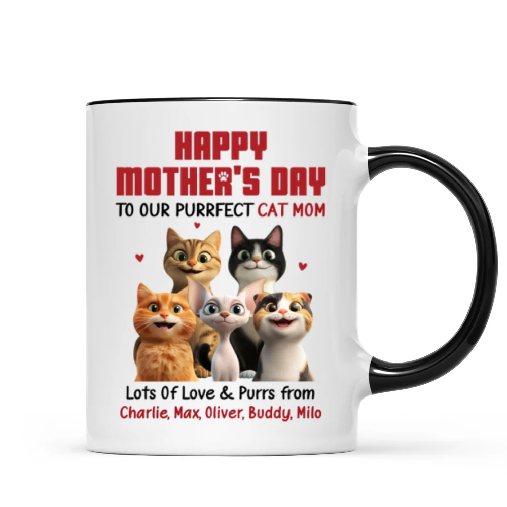 To Our Perfect Cat Mom Adorable Cartoon Cats Personalized Mug, Unique Gifts For Cat Moms - Image 8