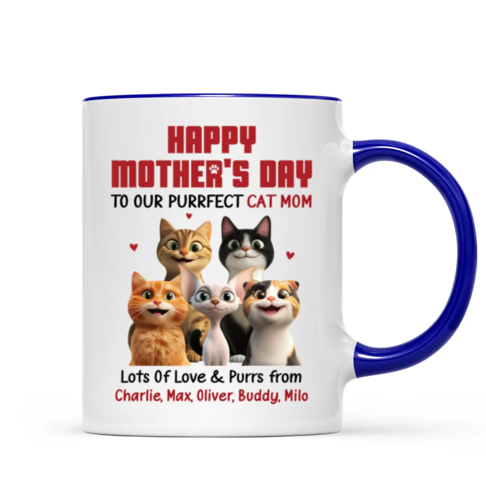 To Our Perfect Cat Mom Adorable Cartoon Cats Personalized Mug, Unique Gifts For Cat Moms - Image 9