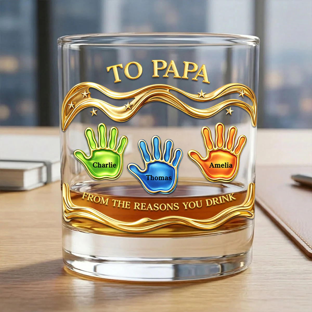To Papa From the Reasons You Drink - Personalized Whiskey Glass - Father's Day Gift for Dad, Grandpa, Husband - Image 2