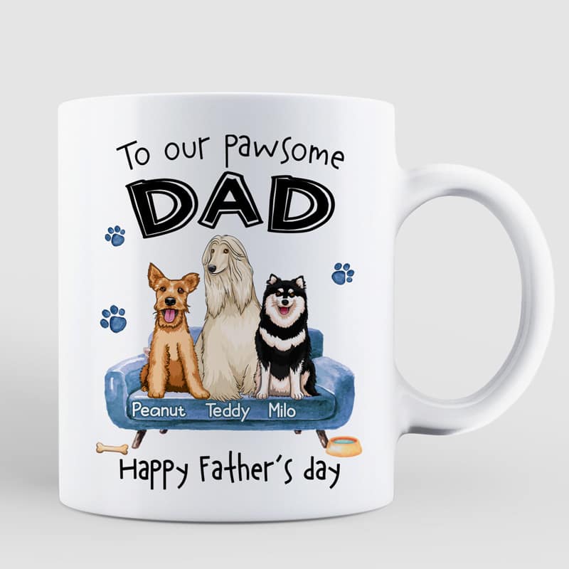 To Pawsome Dog Dad Happy Father's Day Personalized Mug - Image 2