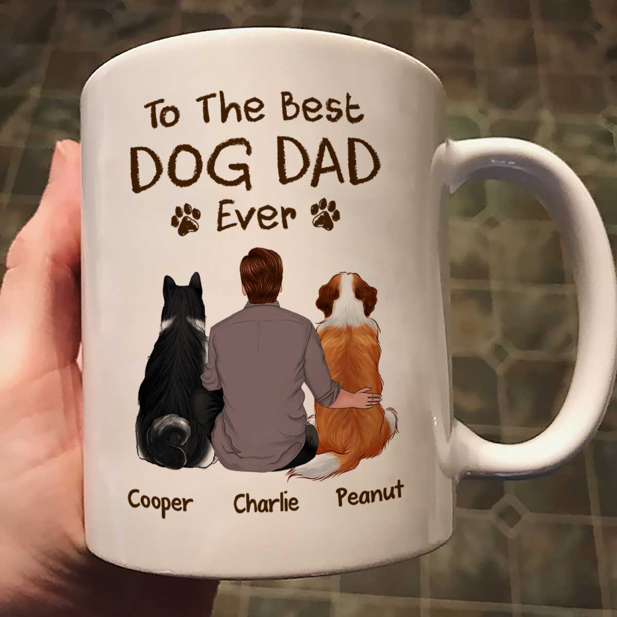 To The Best Dog Dad Ever Crayon Personalized Mug - Image 2