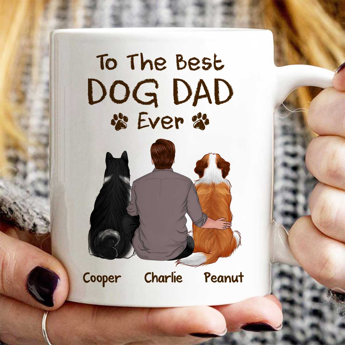 To The Best Dog Dad Ever Crayon Personalized Mug - Image 3