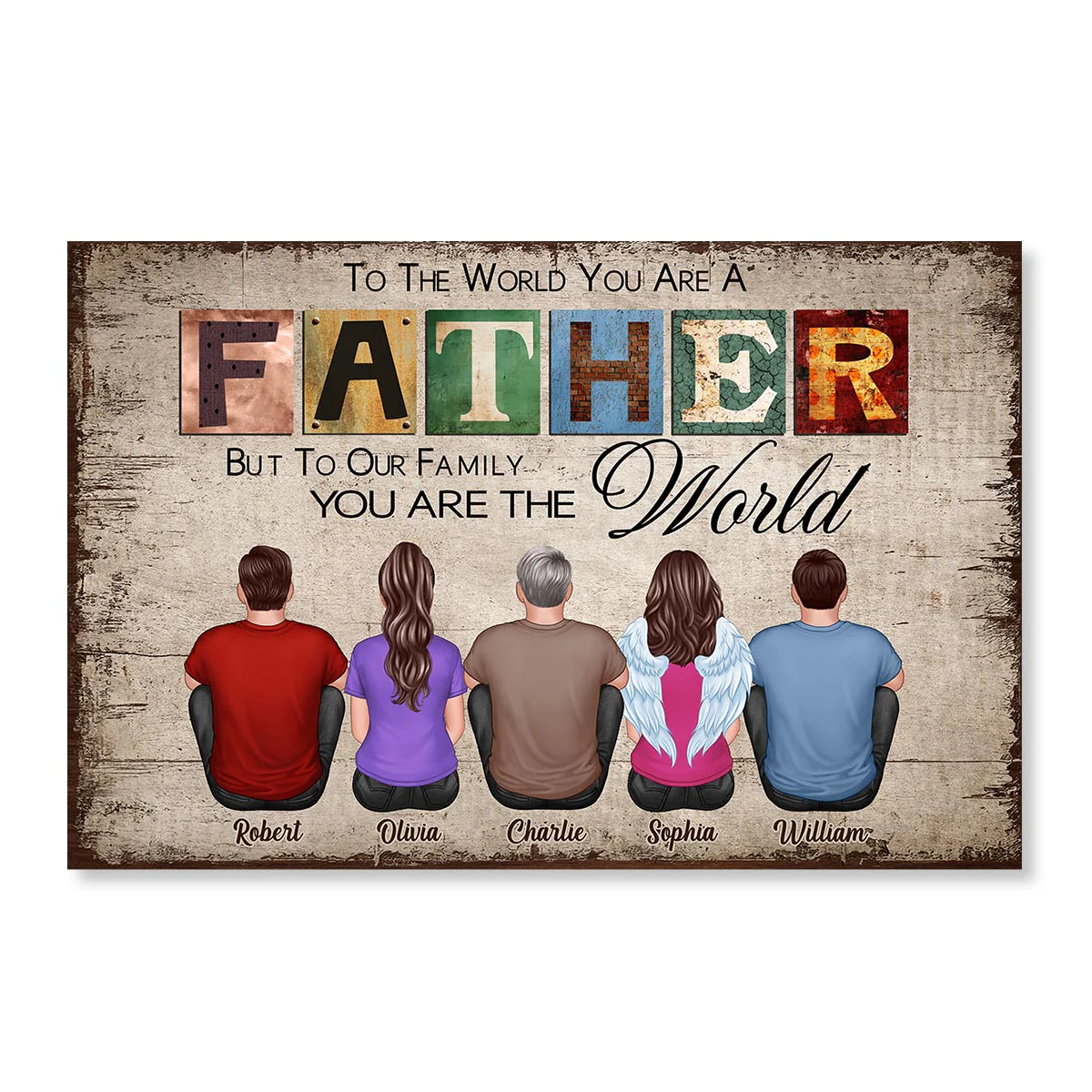 To The World You Are A Father Gift For Dad Personalized Horizontal Poster