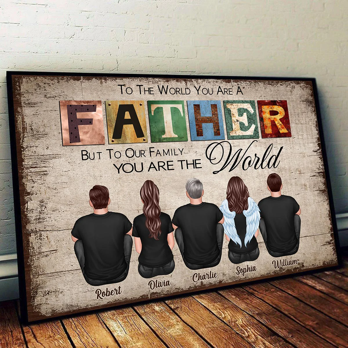 To The World You Are A Father Gift For Dad Personalized Horizontal Poster - Image 3