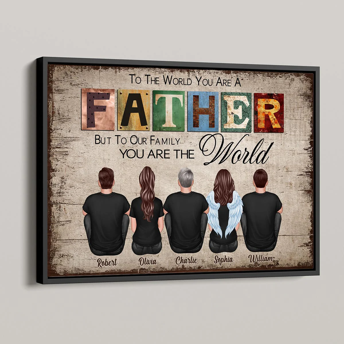 To The World You Are A Father Gift For Dad Personalized Horizontal Poster - Image 5