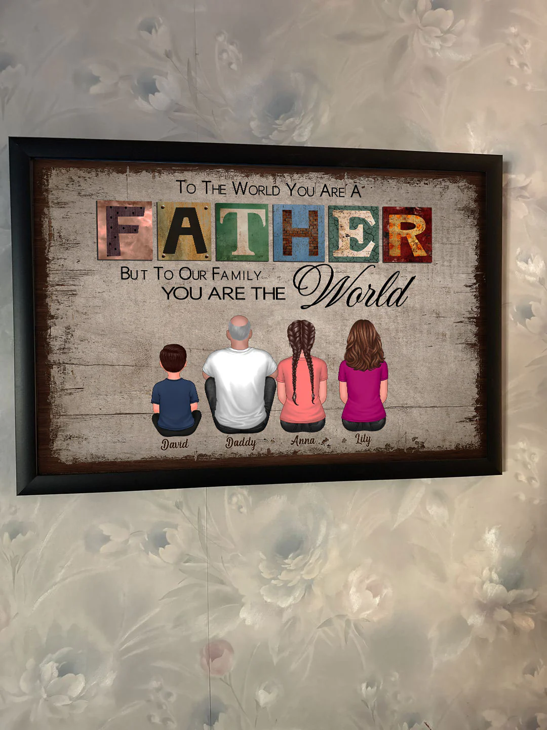 To The World You Are A Father Gift For Dad Personalized Horizontal Poster - Image 6
