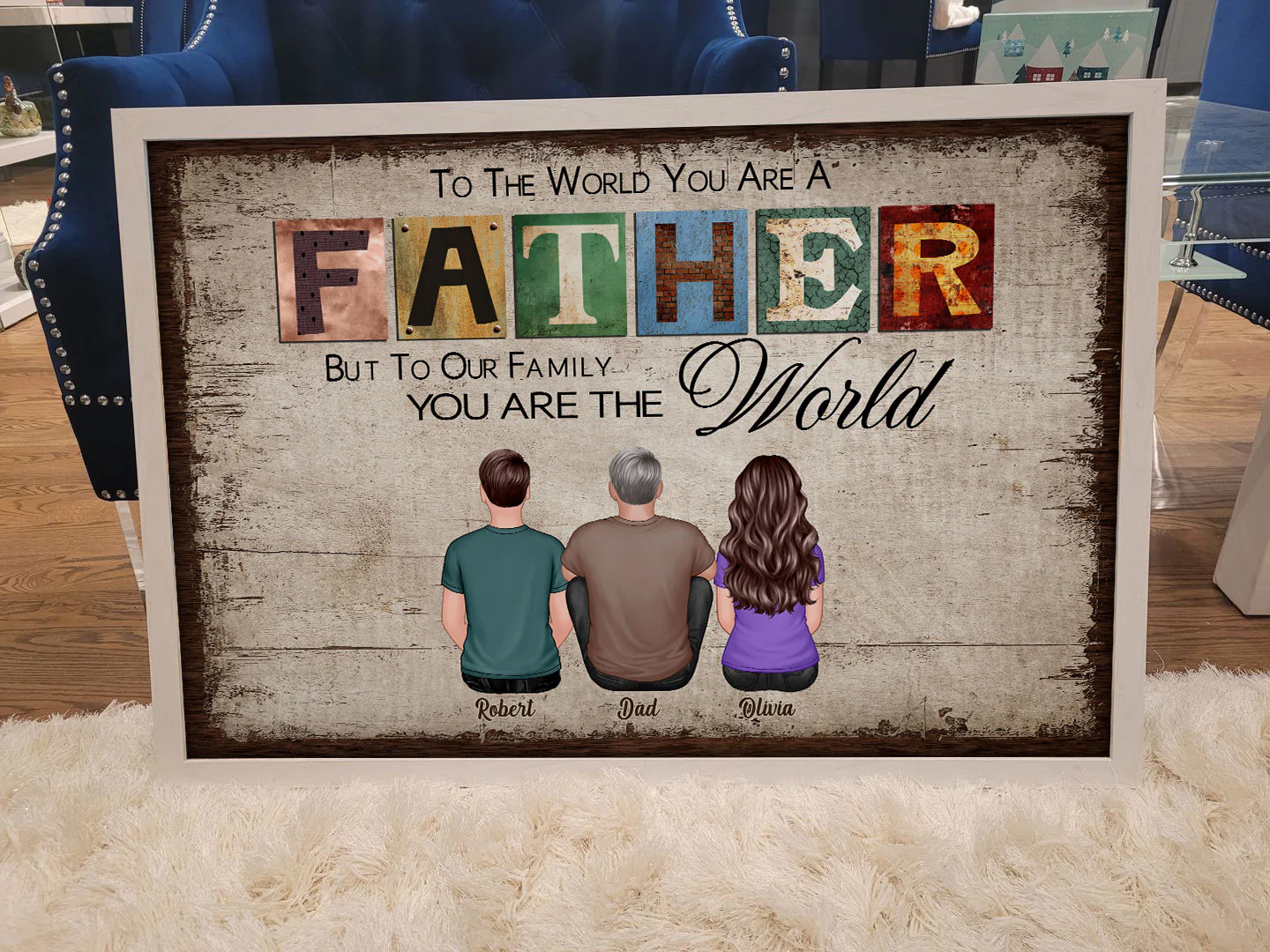 To The World You Are A Father Gift For Dad Personalized Horizontal Poster - Image 7