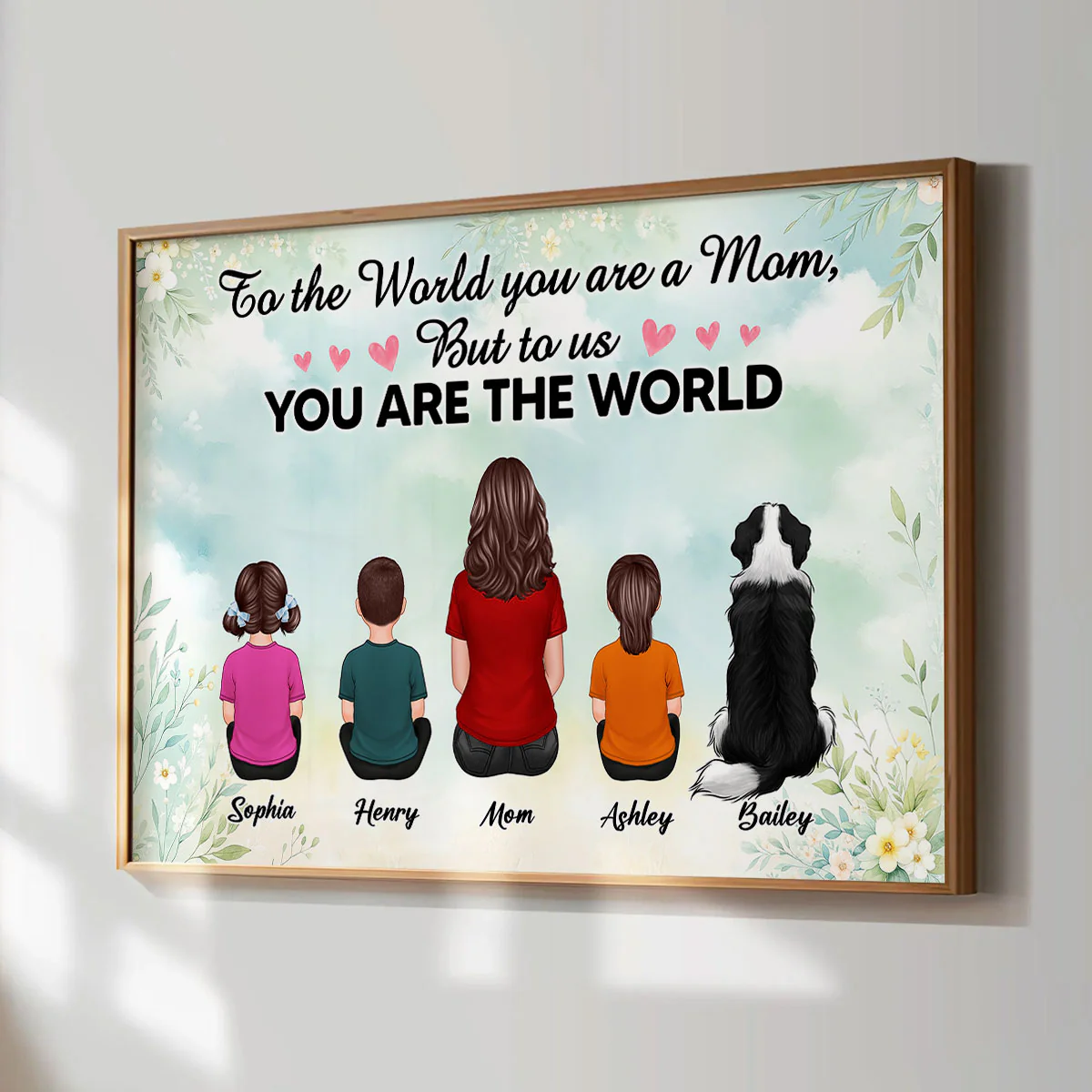 To The World You Are A Mom To Us You Are The World Floral Personalized Poster, Gift For Mom - Image 3
