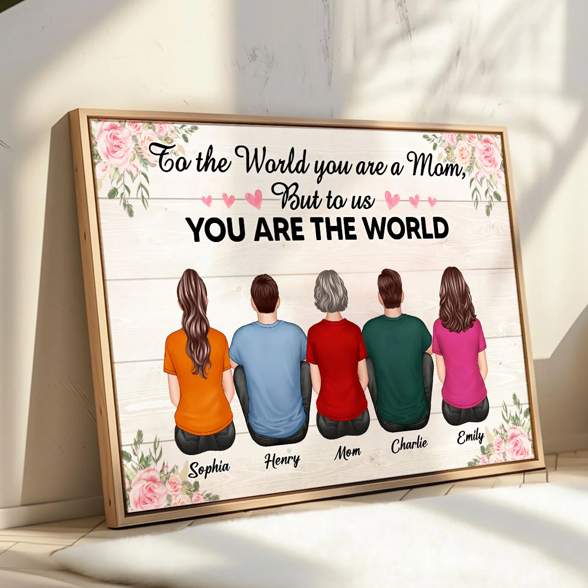 To The World You Are A Mom To Us You Are The World Floral Personalized Poster, Gift For Mom - Image 4
