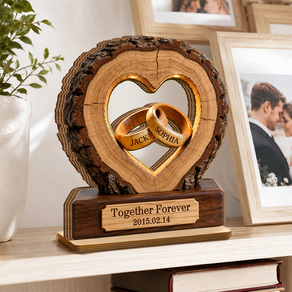 Together Forever Couple Anniversary 2D Flat Plaque - Personalized 2-Layered Wooden Plaque - Heartfelt Gift for Her, for Him - Image 3