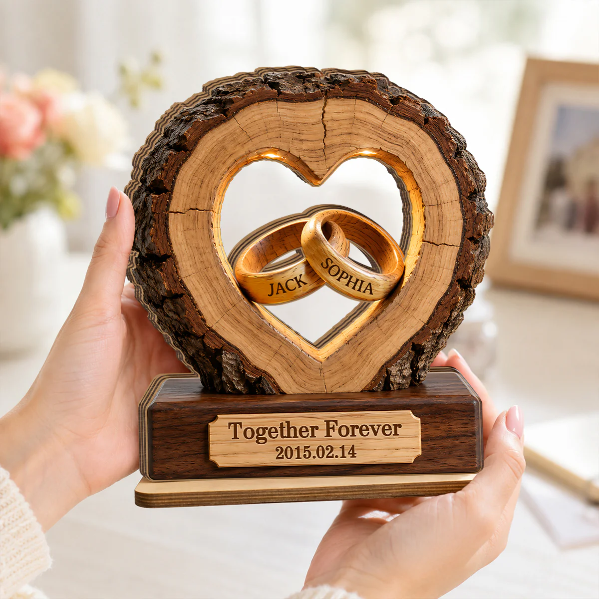 Together Forever Couple Anniversary 2D Flat Plaque - Personalized 2-Layered Wooden Plaque - Heartfelt Gift for Her, for Him - Image 5