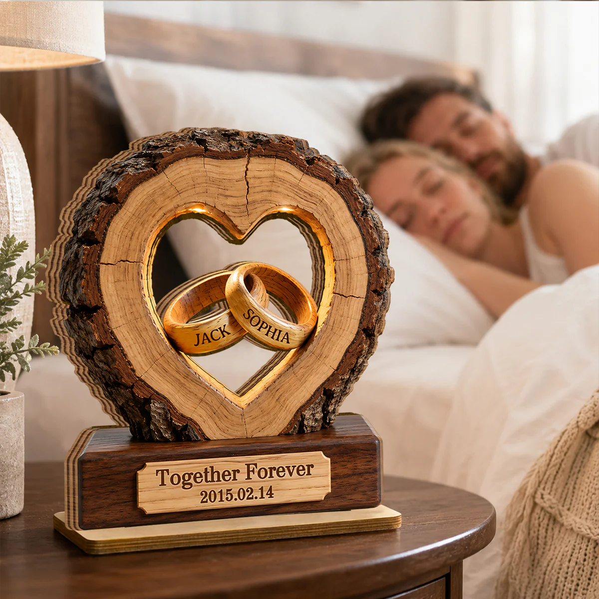 Together Forever Couple Anniversary 2D Flat Plaque - Personalized 2-Layered Wooden Plaque - Heartfelt Gift for Her, for Him - Image 9