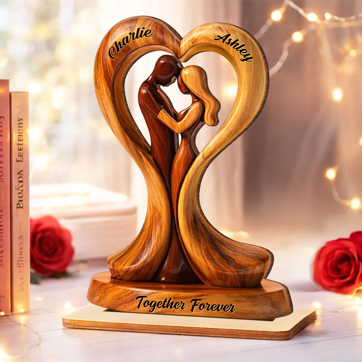 Together Forever Wooden Couple - Personalized 2-Layered Wooden Plaque - Anniversary, Valentine's Day Gift, Gift For Him, Gift For Her - Image 5