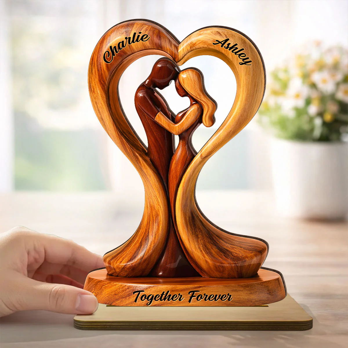 Together Forever Wooden Couple - Personalized 2-Layered Wooden Plaque - Anniversary, Valentine's Day Gift, Gift For Him, Gift For Her - Image 8