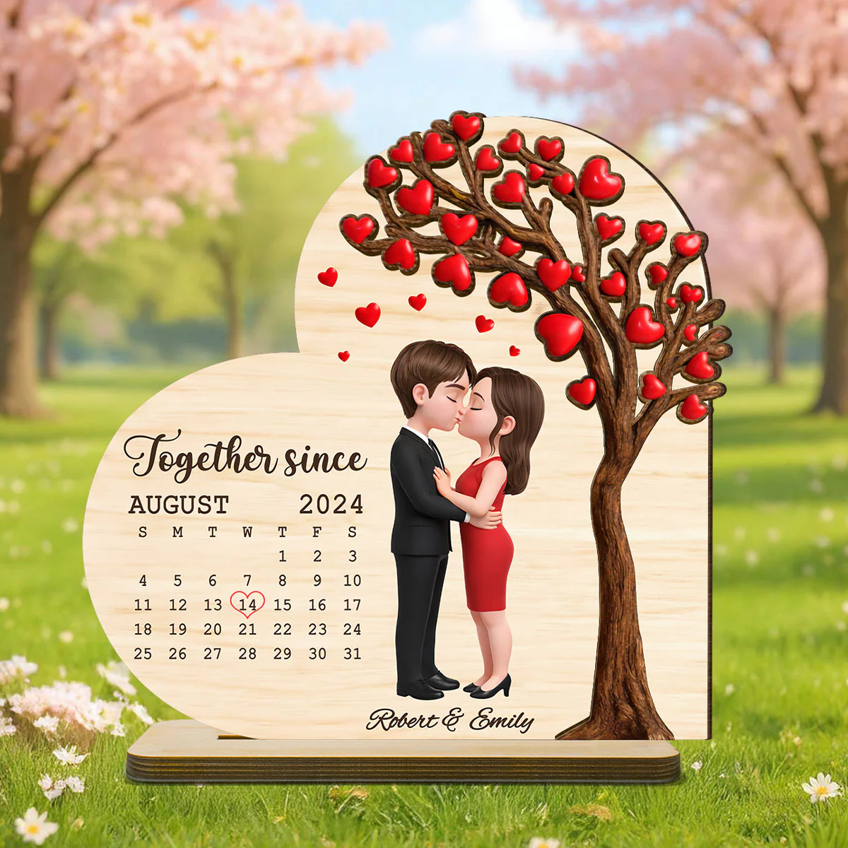 Together Since Calendar Sign - Personalized 2-Layered Wooden Plaque - Anniversary, Valentine's Day Gift, Gift For Him, Gift For Her - Image 3