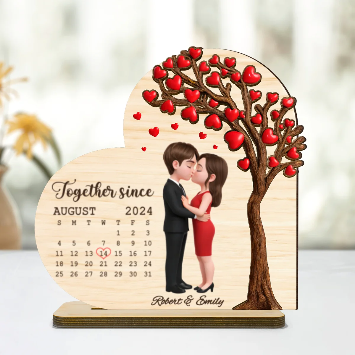 Together Since Calendar Sign - Personalized 2-Layered Wooden Plaque - Anniversary, Valentine's Day Gift, Gift For Him, Gift For Her - Image 8