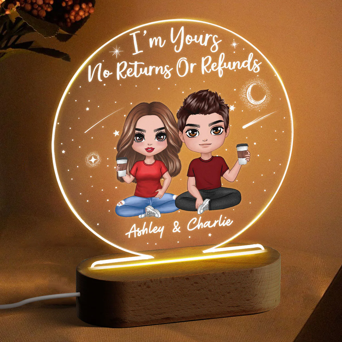 Together Since Couple In Starry Night Personalized Circle Acrylic Plaque With LED Night Light - Valentine‘s Day Gift - Anniversary Gift For Couple - Gift For Him - Gift For Her - Image 4