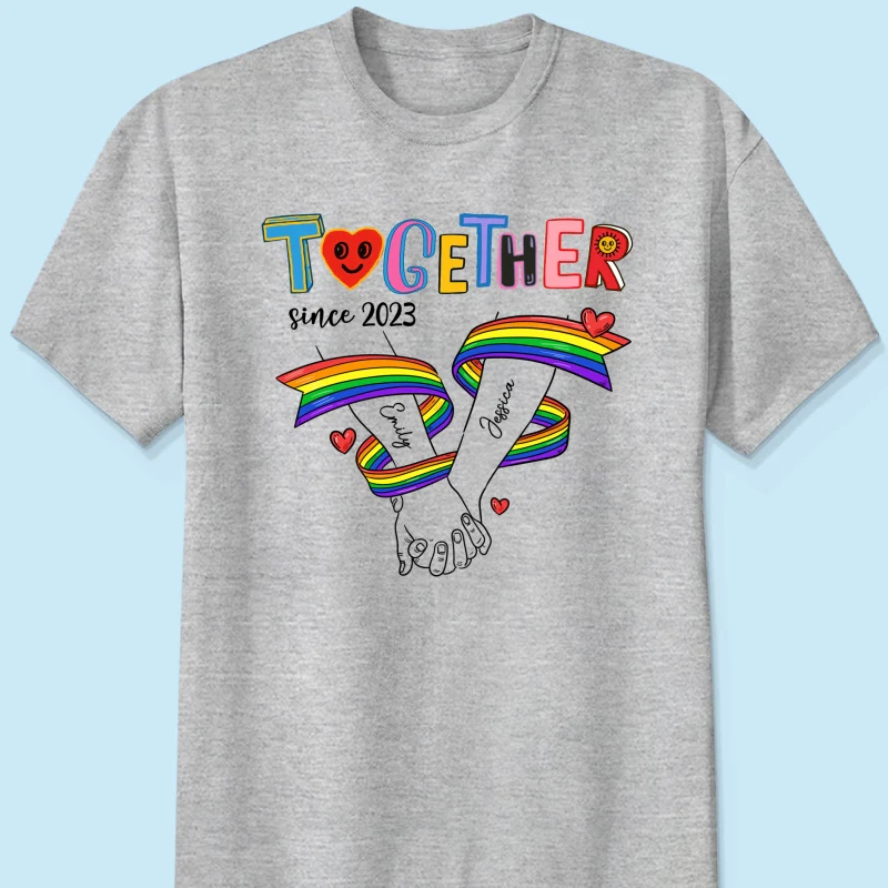 Together Since LGBT Couple Hand In Hand Personalized Shirt, Pride Month - Image 10