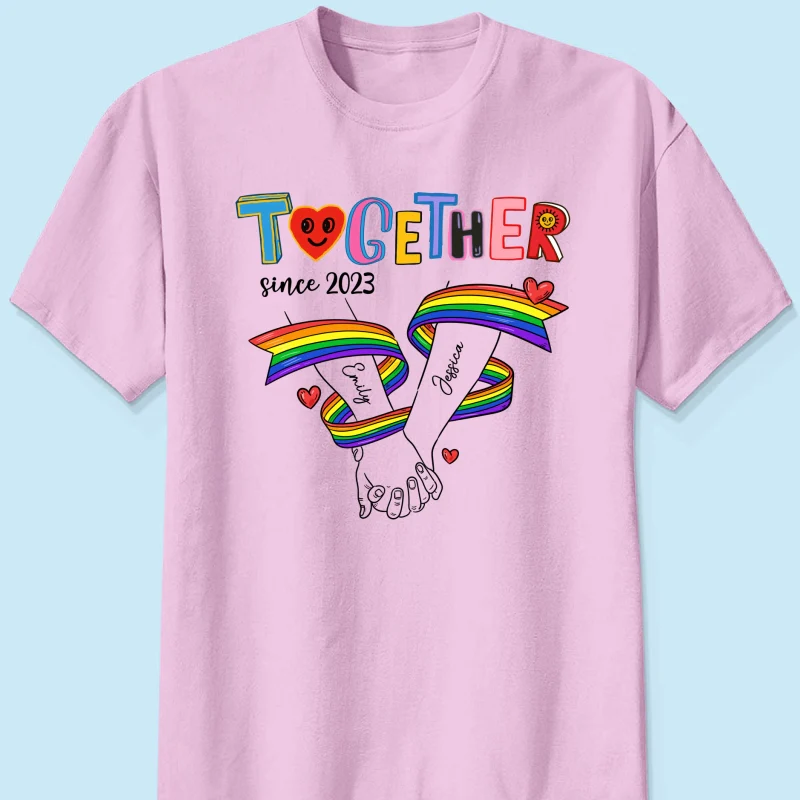 Together Since LGBT Couple Hand In Hand Personalized Shirt, Pride Month - Image 12