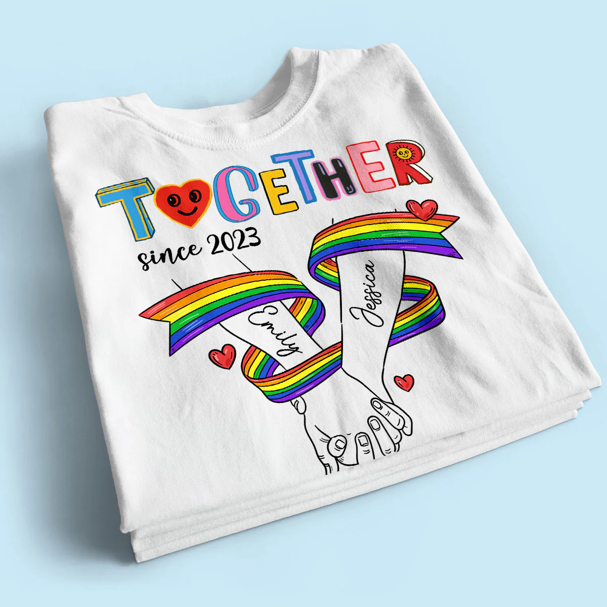Together Since LGBT Couple Hand In Hand Personalized Shirt, Pride Month - Image 2