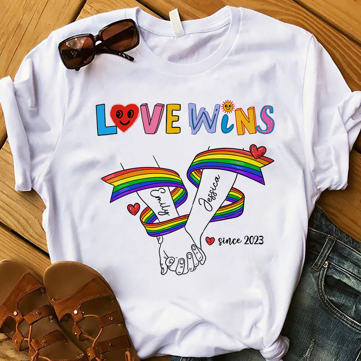 Together Since LGBT Couple Hand In Hand Personalized Shirt, Pride Month - Image 6