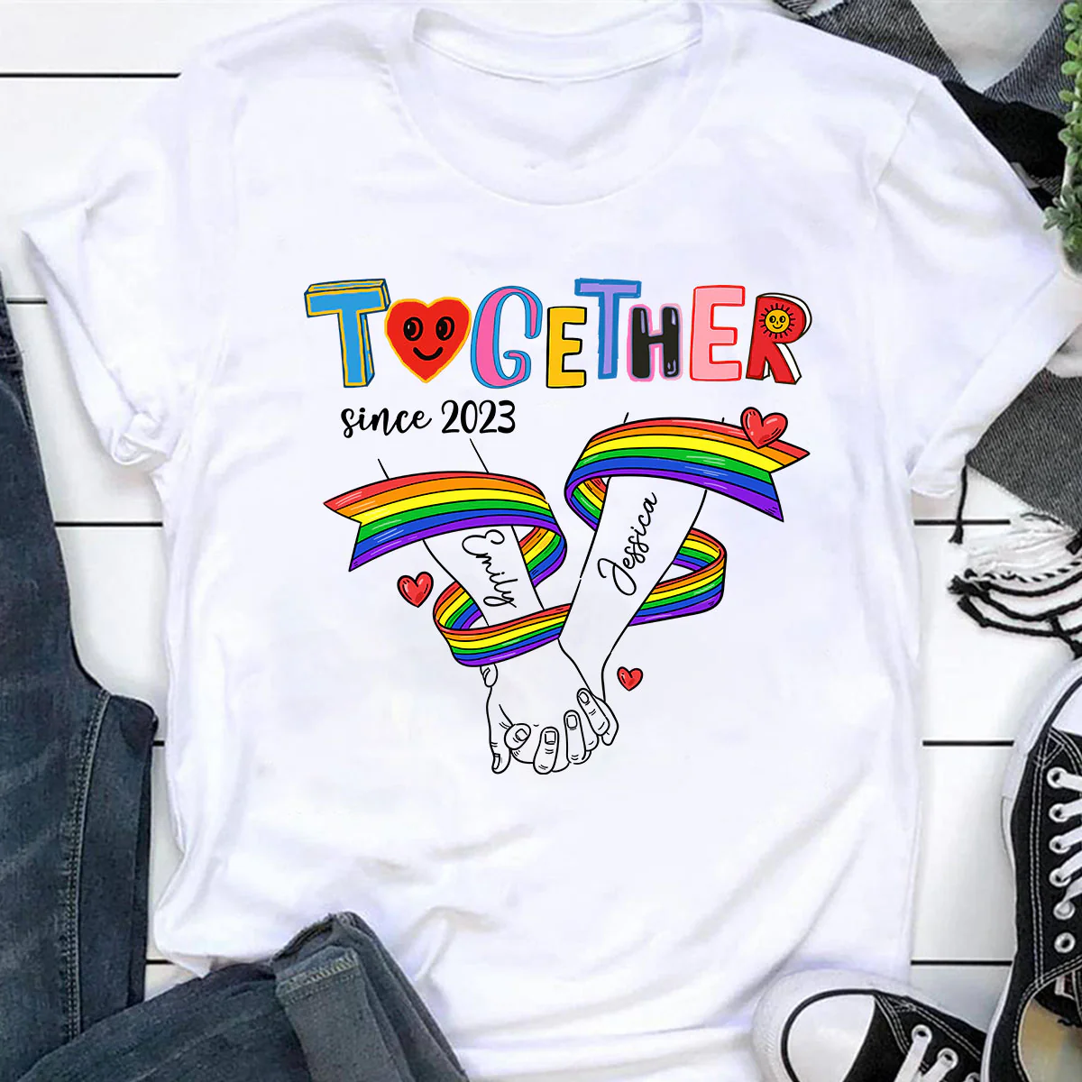 Together Since LGBT Couple Hand In Hand Personalized Shirt, Pride Month - Image 7