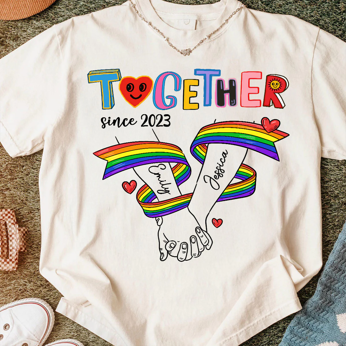 Together Since LGBT Couple Hand In Hand Personalized Shirt, Pride Month - Image 8