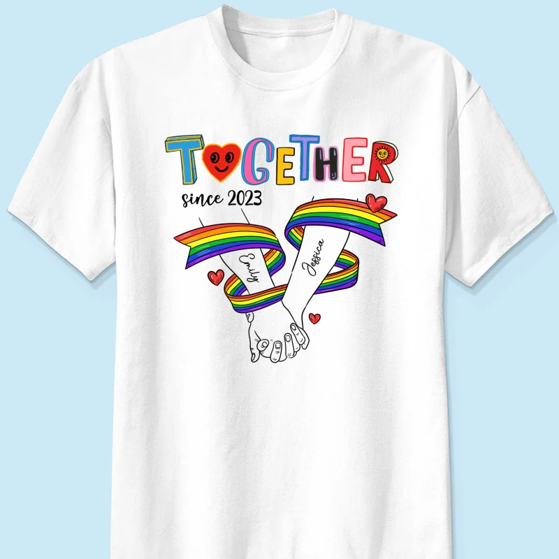 Together Since LGBT Couple Hand In Hand Personalized Shirt, Pride Month - Image 9