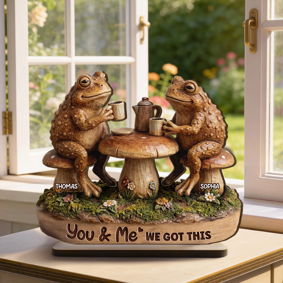 Together Until We Croak 2D Flat Toad Couple In Garden - Personalized Wooden Plaque - Gift For Him, Gift For Her - Image 6