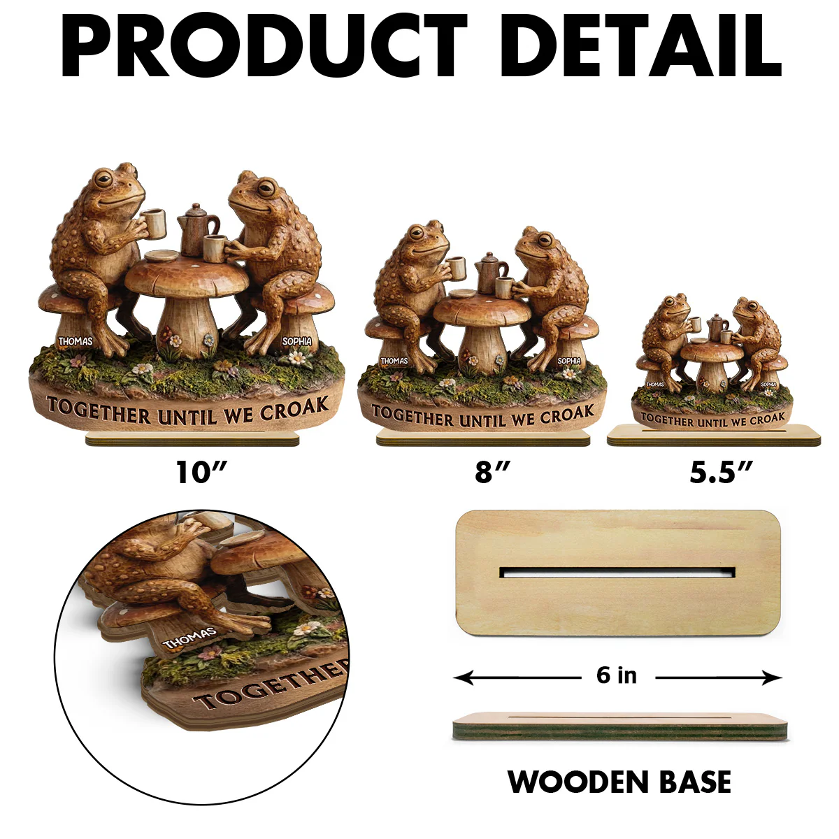Together Until We Croak 2D Flat Toad Couple In Garden - Personalized Wooden Plaque - Gift For Him, Gift For Her - Image 8