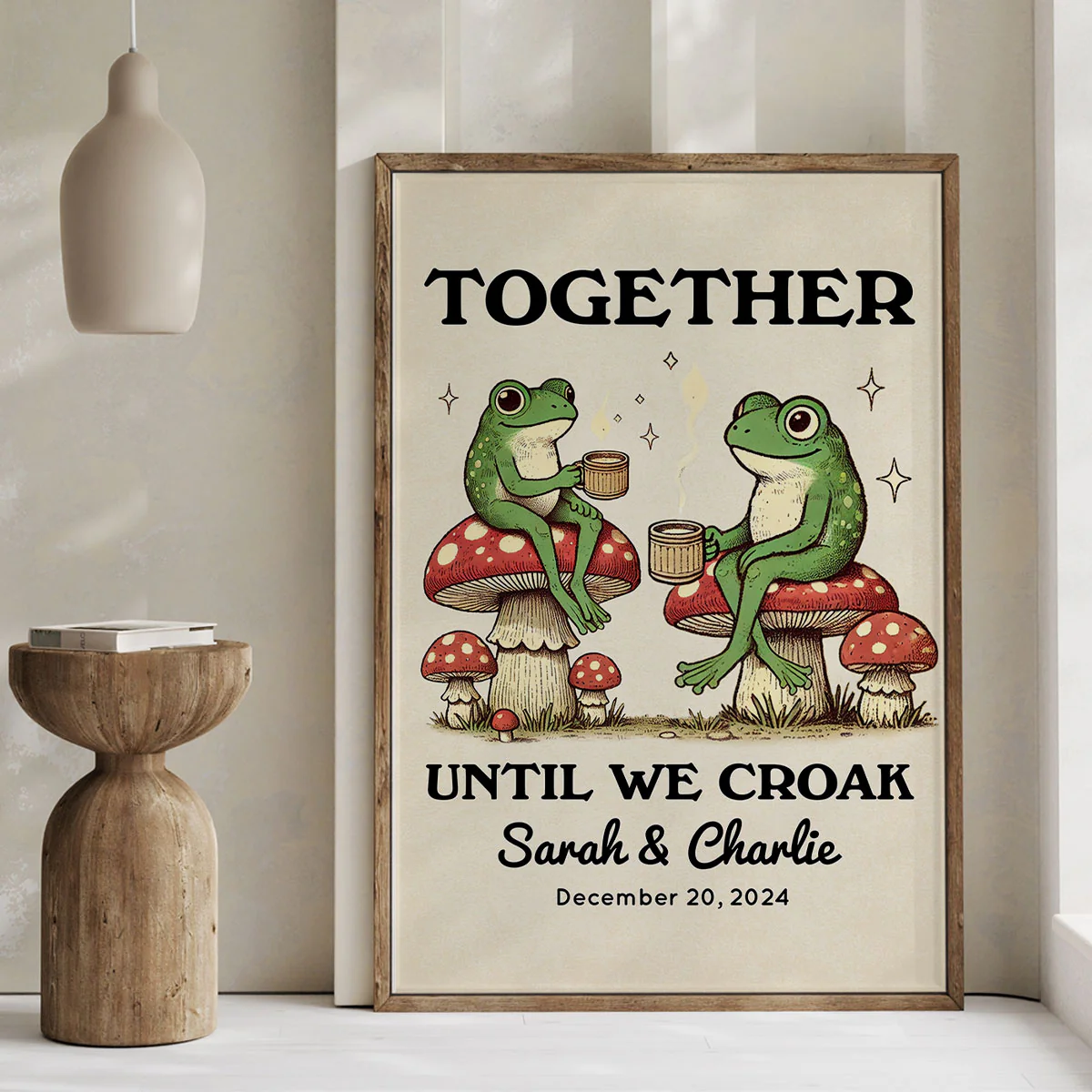 Together Until We Croak Frog Couple Vintage Anniversary Gift Personalized Poster - Image 5