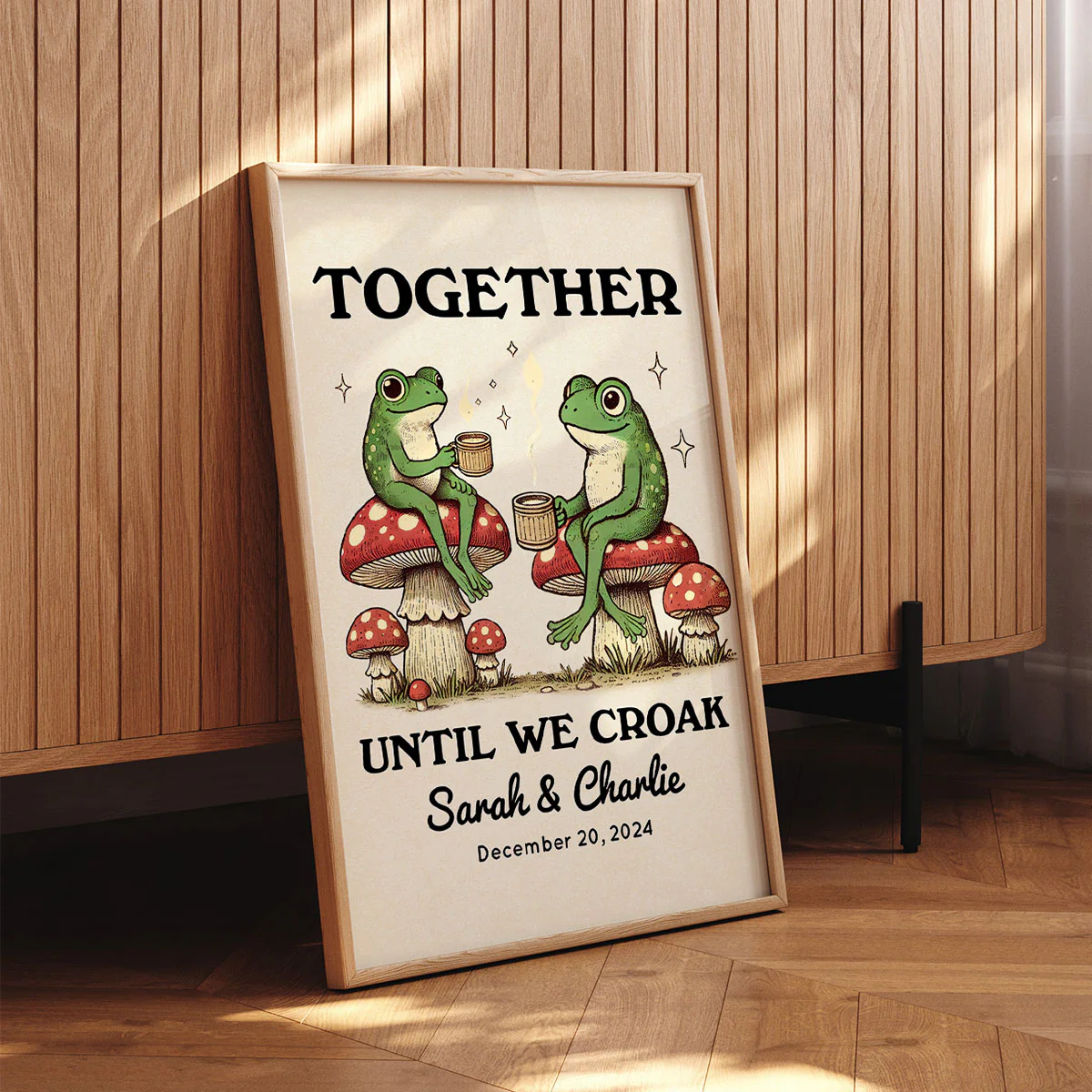 Together Until We Croak Frog Couple Vintage Anniversary Gift Personalized Poster - Image 6