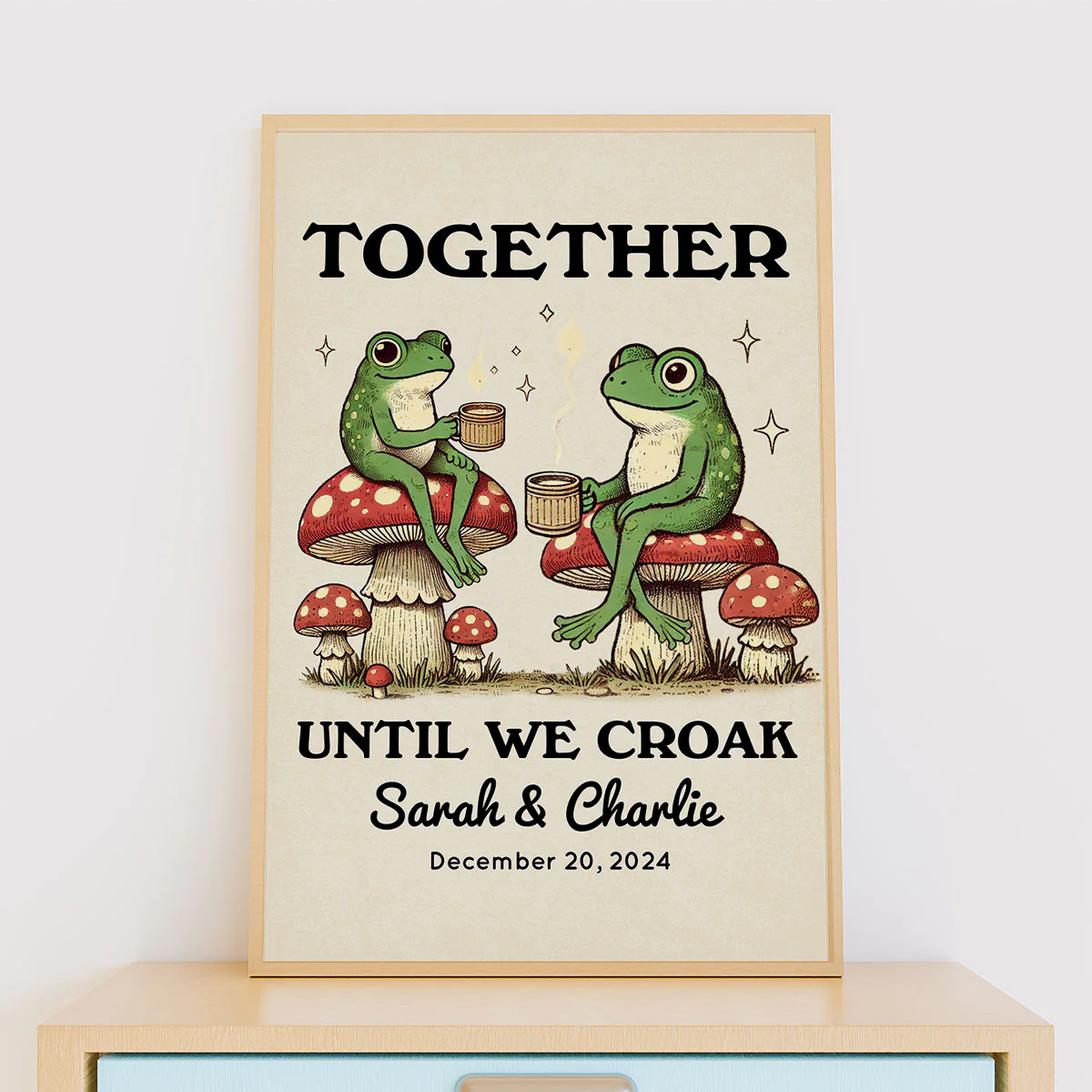 Together Until We Croak Frog Couple Vintage Anniversary Gift Personalized Poster - Image 7