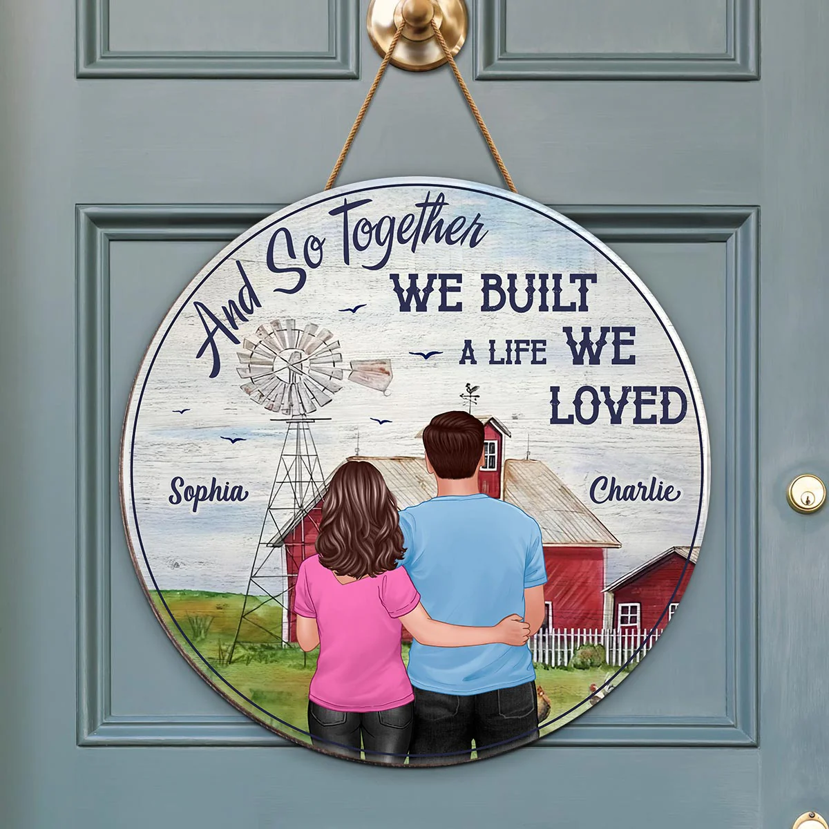 Together We Built A Life We Loved Couple Personalized Wood Sign, Farmhouse Decor - Image 3