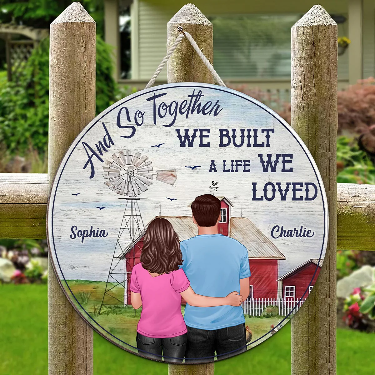 Together We Built A Life We Loved Couple Personalized Wood Sign, Farmhouse Decor - Image 5