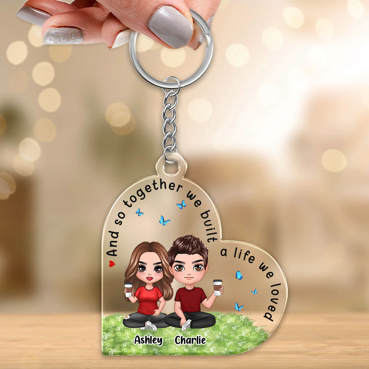 Together We Built A Life We Loved Personalized Acrylic Keychain - Image 3