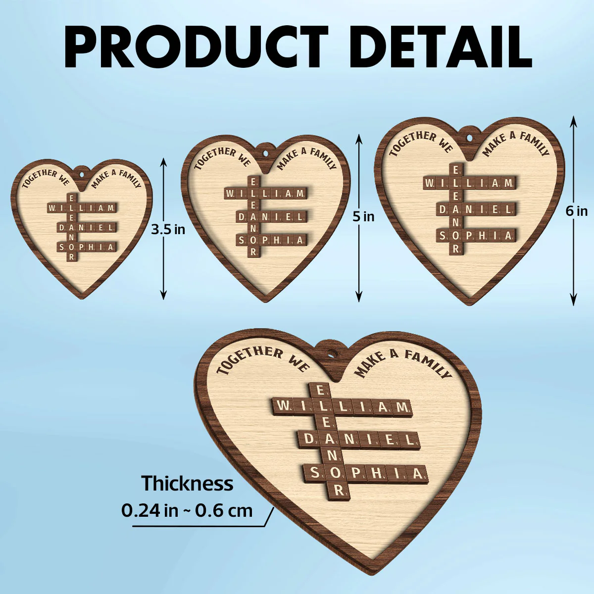 Together We Make A Family Crossword Puzzle Personalized 2-Layer Wooden Ornament, Christmas Gift for Family - Image 7