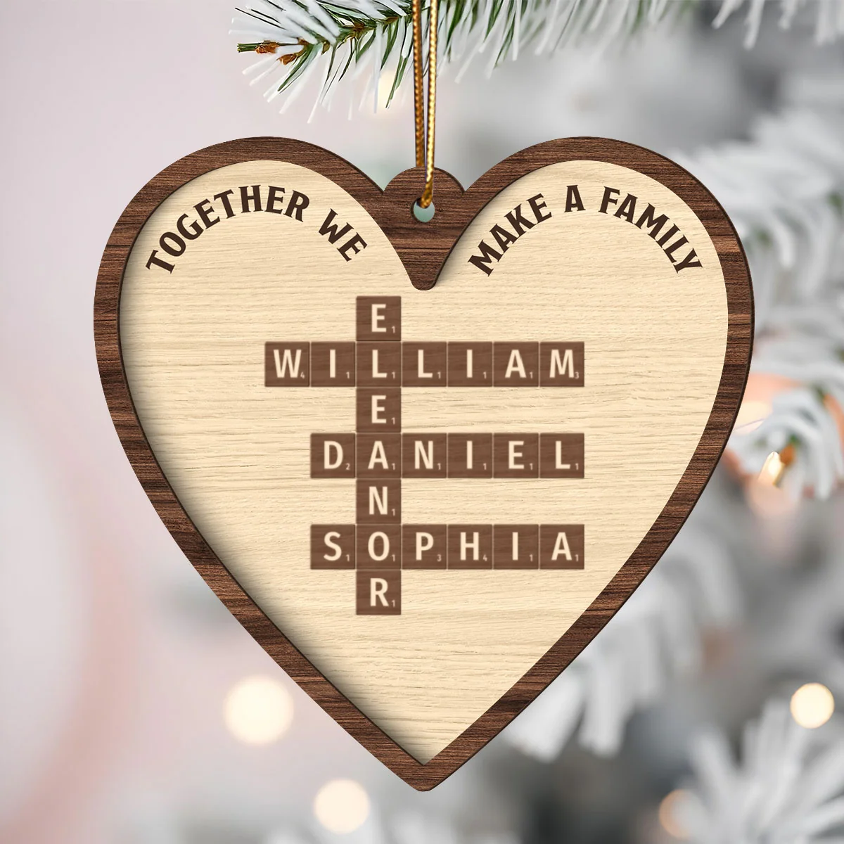 Together We Make A Family Crossword Puzzle Personalized 2-Layer Wooden Ornament, Christmas Gift for Family - Image 9
