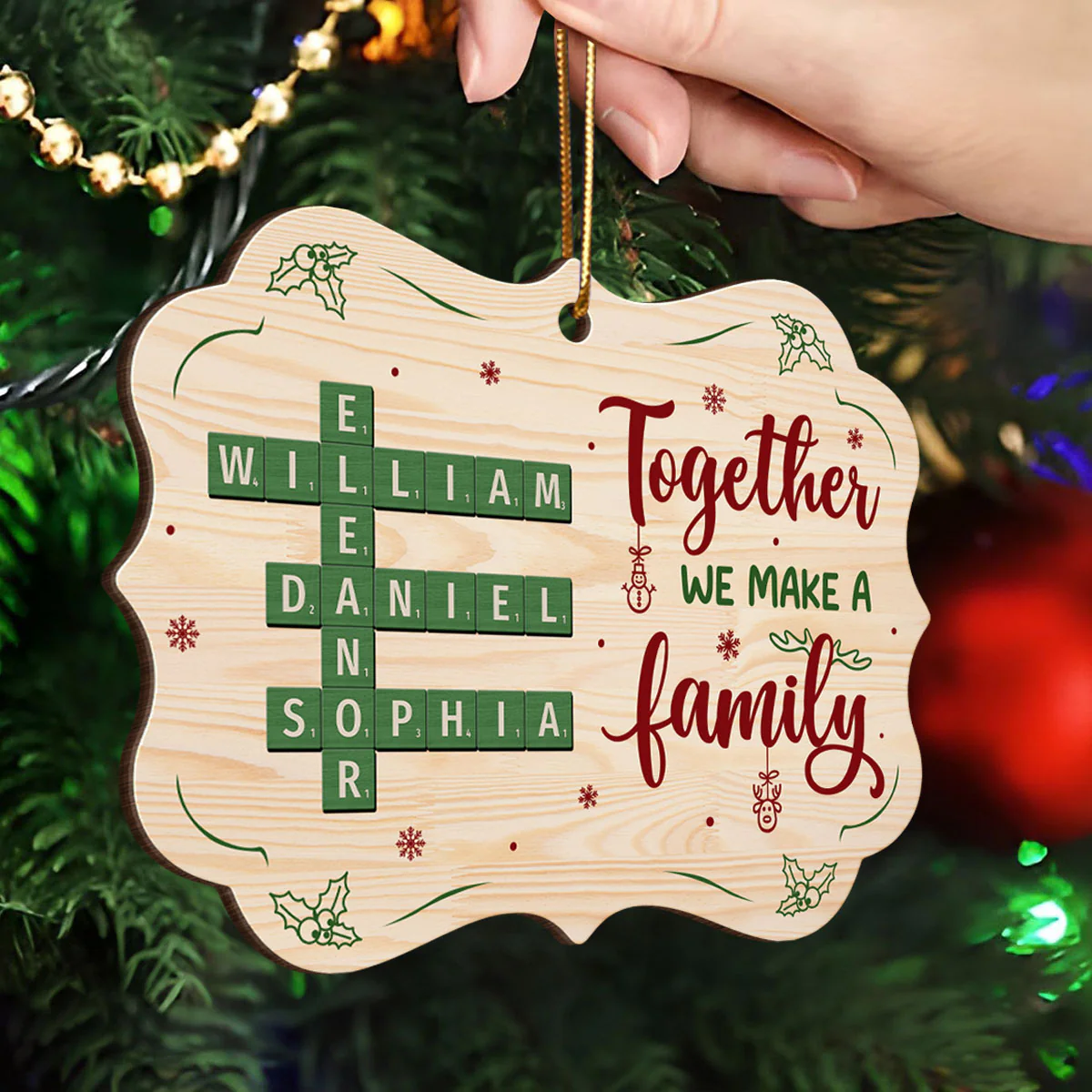 Together We Make A Family Crossword Puzzle Personalized Wooden Ornament, Christmas Gift for Husband Wife, Daughter Son, Grandma Grandpa - Image 2