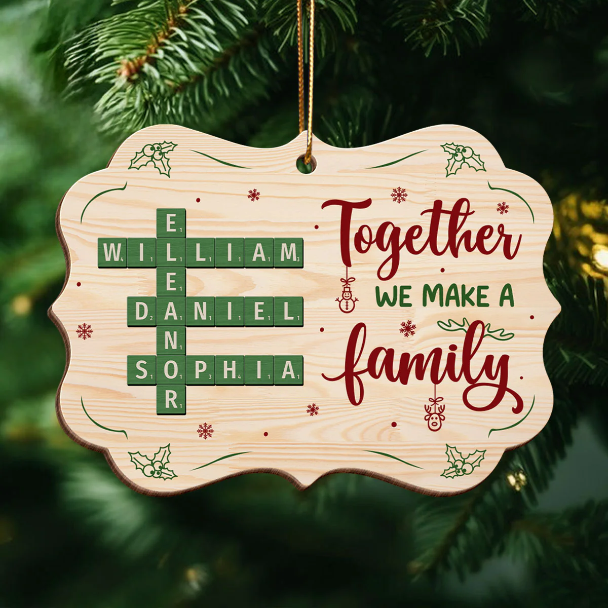 Together We Make A Family Crossword Puzzle Personalized Wooden Ornament, Christmas Gift for Husband Wife, Daughter Son, Grandma Grandpa - Image 3