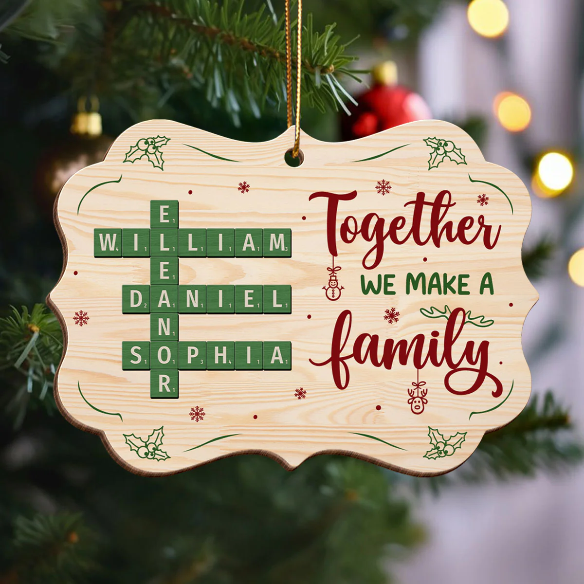 Together We Make A Family Crossword Puzzle Personalized Wooden Ornament, Christmas Gift for Husband Wife, Daughter Son, Grandma Grandpa - Image 5