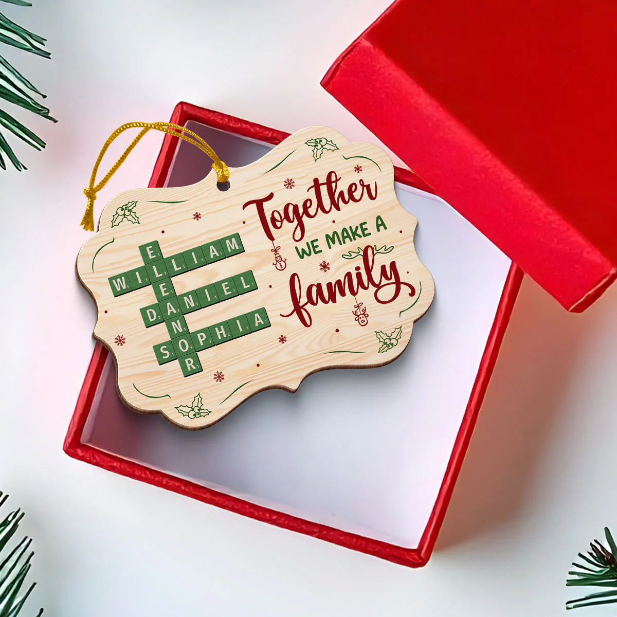 Together We Make A Family Crossword Puzzle Personalized Wooden Ornament, Christmas Gift for Husband Wife, Daughter Son, Grandma Grandpa - Image 6