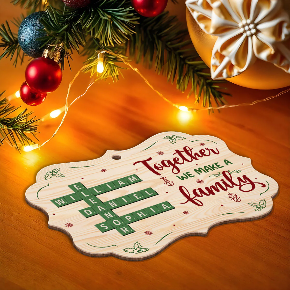 Together We Make A Family Crossword Puzzle Personalized Wooden Ornament, Christmas Gift for Husband Wife, Daughter Son, Grandma Grandpa - Image 7