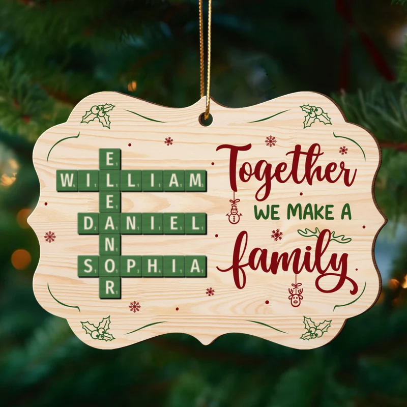 Together We Make A Family Crossword Puzzle Personalized Wooden Ornament, Christmas Gift for Husband Wife, Daughter Son, Grandma Grandpa - Image 9