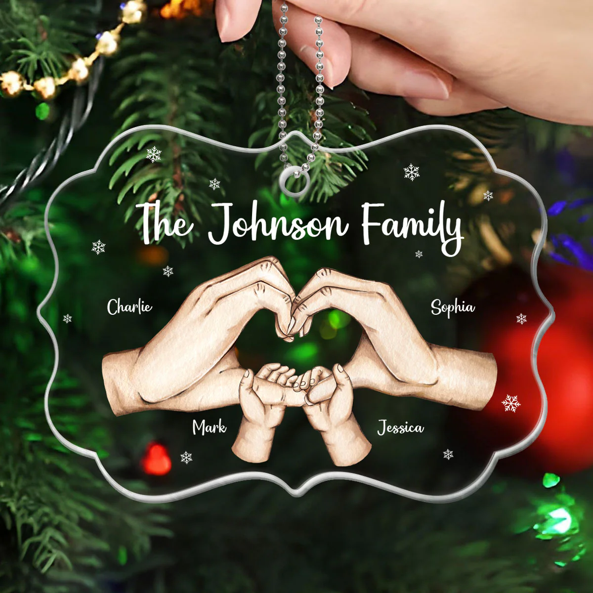Together We Make A Family Heart Hands Personalizec Acrylic Ornament - Image 7