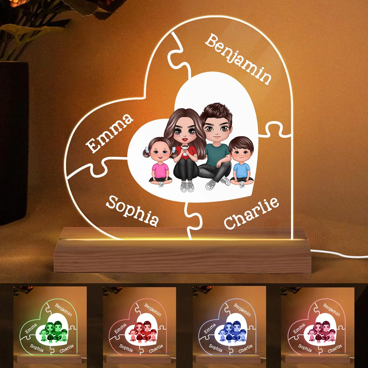 Together We Make A Family Personalized Acrylic Custom Shape LED Lamp Night Light