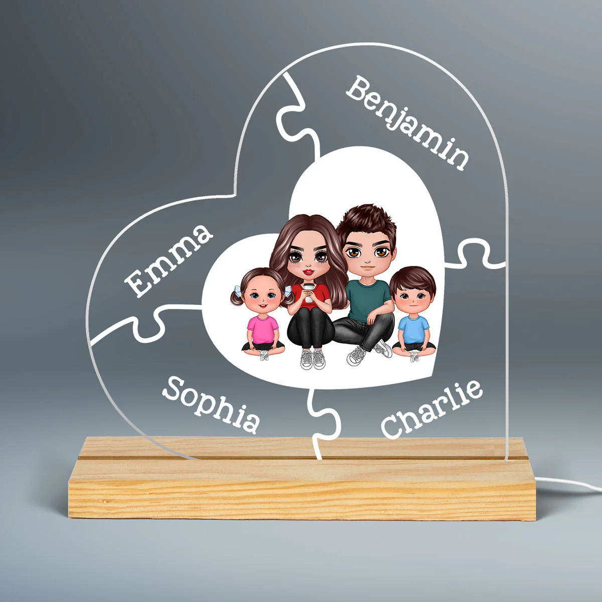 Together We Make A Family Personalized Acrylic Custom Shape LED Lamp Night Light - Image 2