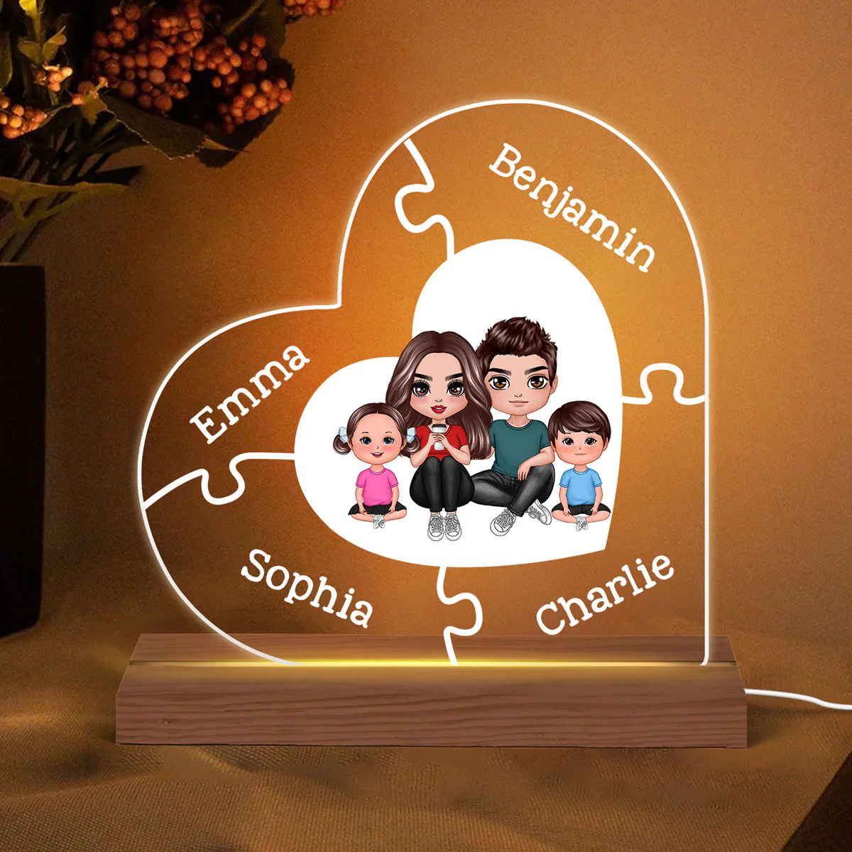 Together We Make A Family Personalized Acrylic Custom Shape LED Lamp Night Light - Image 3