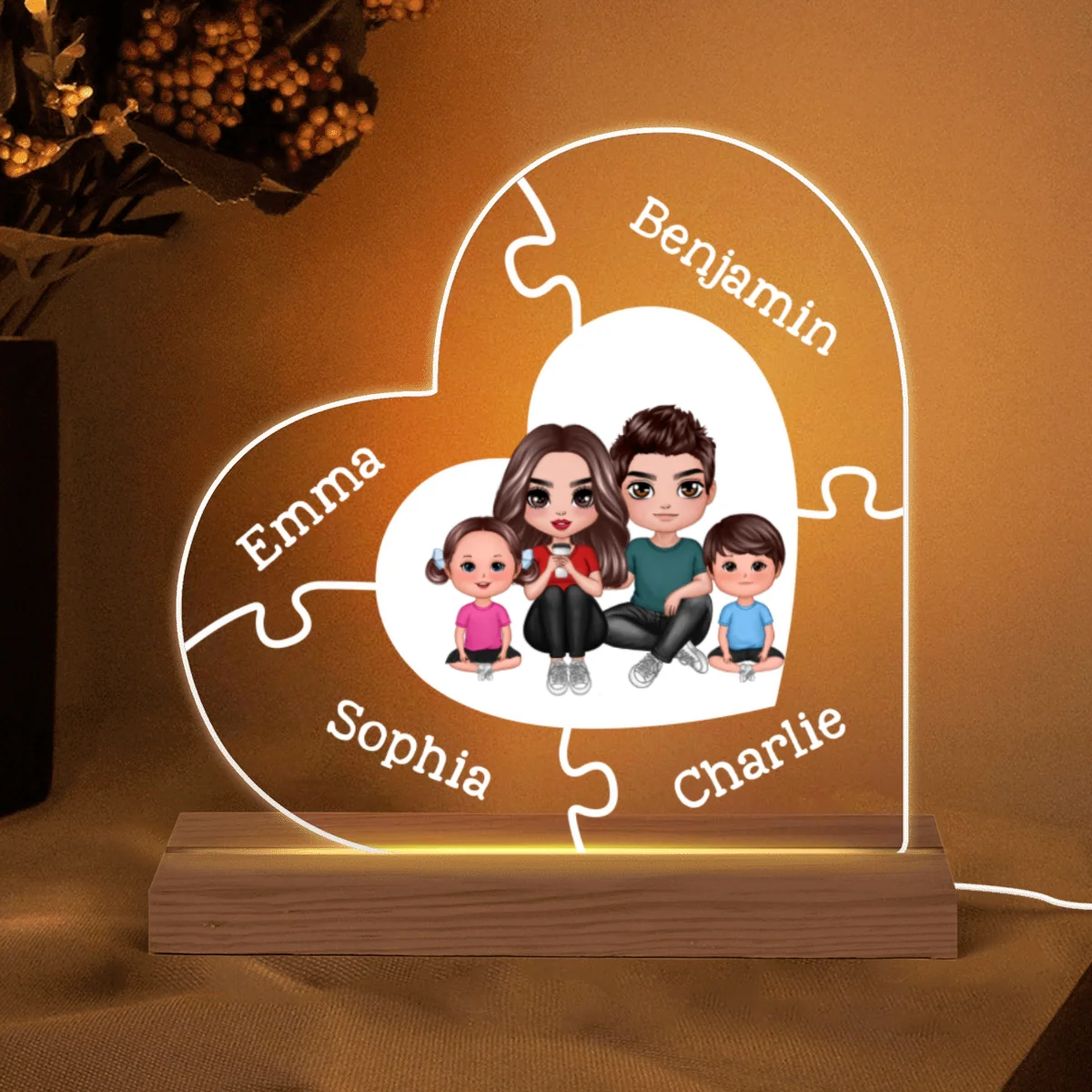 Together We Make A Family Personalized Acrylic Custom Shape LED Lamp Night Light - Image 5